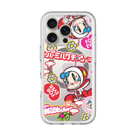 スリムプロテクションプレミアムケース with MagSafe［ スーパーミルクチャンFOREVER♥ - ロゴ＆キャラ ］