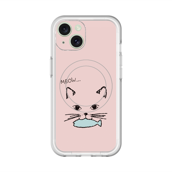 スリムプロテクションプレミアムケース with MagSafe［ 食いしん坊なねこ - Pink ］