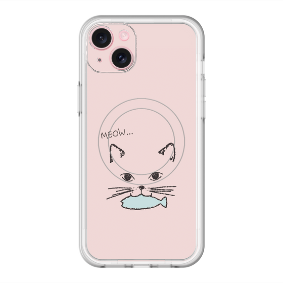 スリムプロテクションプレミアムケース with MagSafe［ 食いしん坊なねこ - Pink ］
