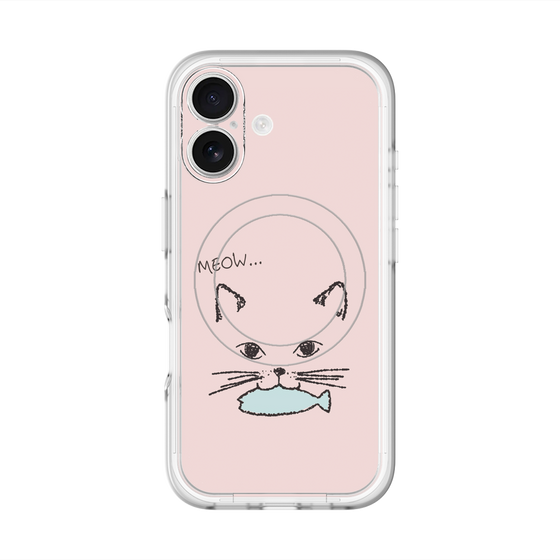 スリムプロテクションプレミアムケース with MagSafe［ 食いしん坊なねこ - Pink ］