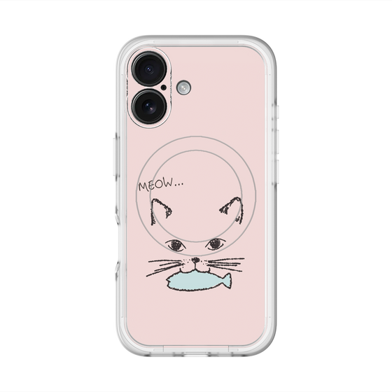 スリムプロテクションプレミアムケース with MagSafe［ 食いしん坊なねこ - Pink ］