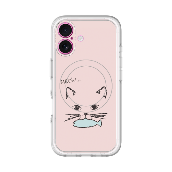 スリムプロテクションプレミアムケース with MagSafe［ 食いしん坊なねこ - Pink ］
