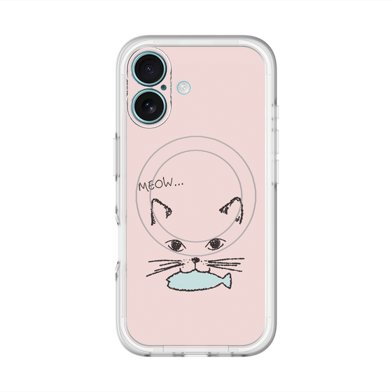 スリムプロテクションプレミアムケース with MagSafe［ 食いしん坊なねこ - Pink ］