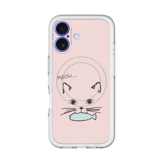 スリムプロテクションプレミアムケース with MagSafe［ 食いしん坊なねこ - Pink ］