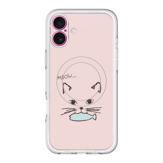 スリムプロテクションプレミアムケース with MagSafe［ 食いしん坊なねこ - Pink ］