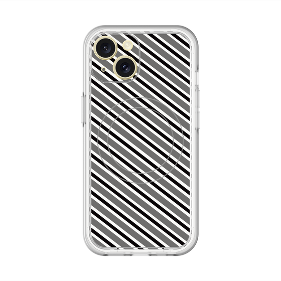 スリムプロテクションプレミアムケース with MagSafe［ Small Stripe - Gray × Black ］