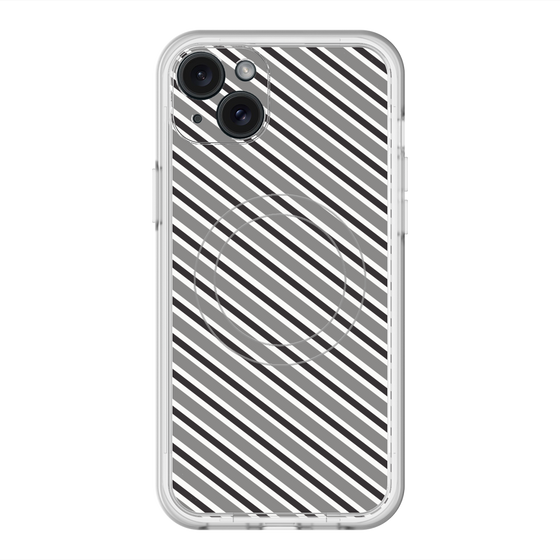 スリムプロテクションプレミアムケース with MagSafe［ Small Stripe - Gray × Black ］