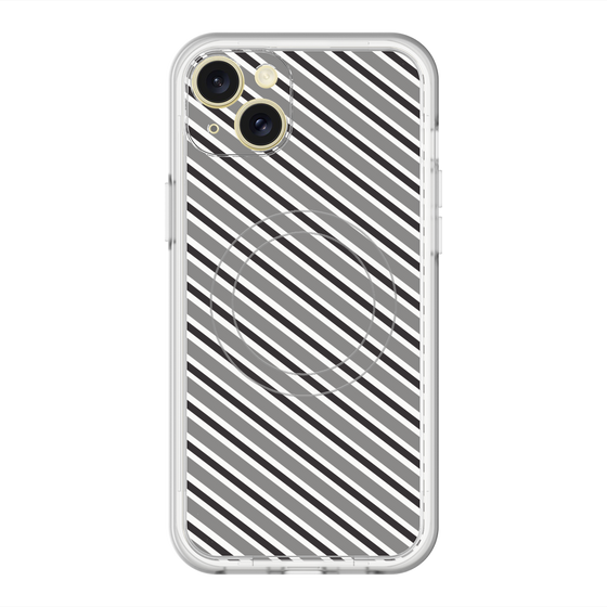 スリムプロテクションプレミアムケース with MagSafe［ Small Stripe - Gray × Black ］