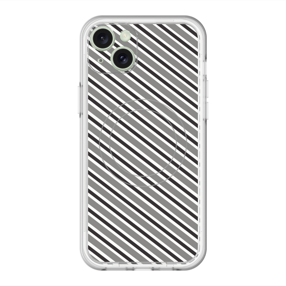 スリムプロテクションプレミアムケース with MagSafe［ Small Stripe - Gray × Black ］
