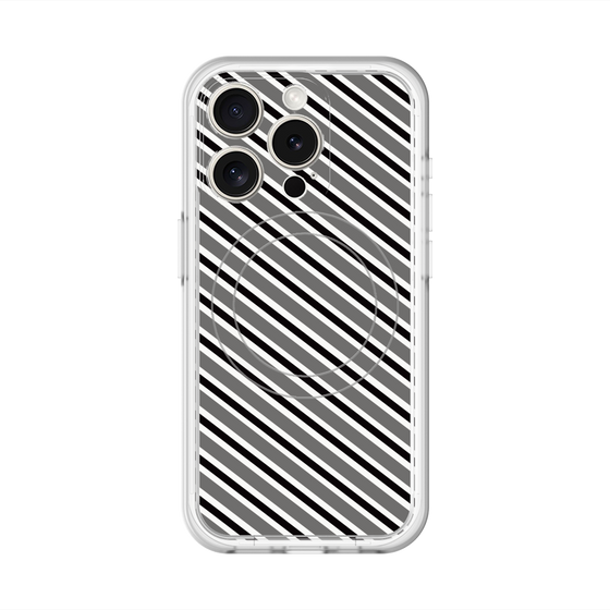 スリムプロテクションプレミアムケース with MagSafe［ Small Stripe - Gray × Black ］