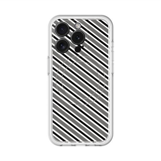 スリムプロテクションプレミアムケース with MagSafe［ Small Stripe - Gray × Black ］