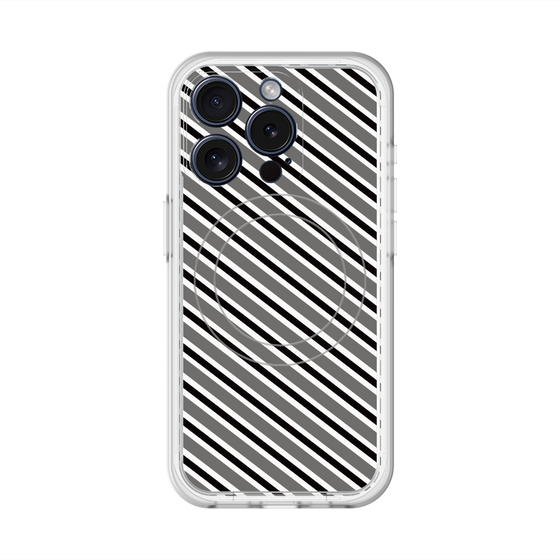 スリムプロテクションプレミアムケース with MagSafe［ Small Stripe - Gray × Black ］