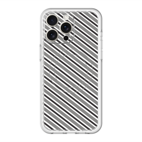 スリムプロテクションプレミアムケース with MagSafe［ Small Stripe - Gray × Black ］