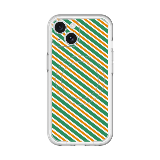 スリムプロテクションプレミアムケース with MagSafe［ Small Stripe - Green × Orange ］