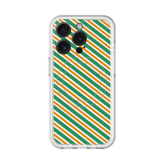 スリムプロテクションプレミアムケース with MagSafe［ Small Stripe - Green × Orange ］