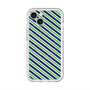 スリムプロテクションプレミアムケース with MagSafe［ Small Stripe - Navy × Green ］