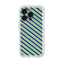 スリムプロテクションプレミアムケース with MagSafe［ Small Stripe - Navy × Green ］