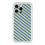 スリムプロテクションプレミアムケース with MagSafe［ Small Stripe - Navy × Green ］