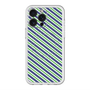 スリムプロテクションプレミアムケース with MagSafe［ Small Stripe - Navy × Green ］