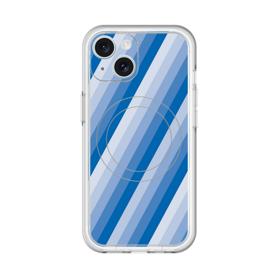 スリムプロテクションプレミアムケース with MagSafe［ Middle Stripe - Blue ］