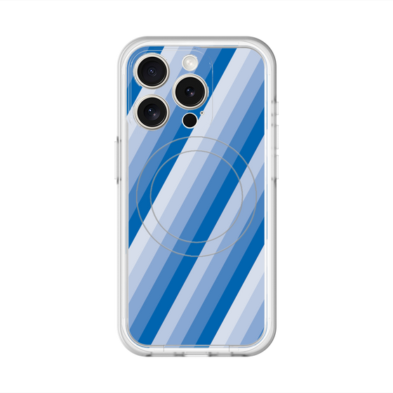 スリムプロテクションプレミアムケース with MagSafe［ Middle Stripe - Blue ］