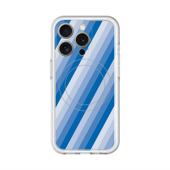 スリムプロテクションプレミアムケース with MagSafe［ Middle Stripe - Blue ］