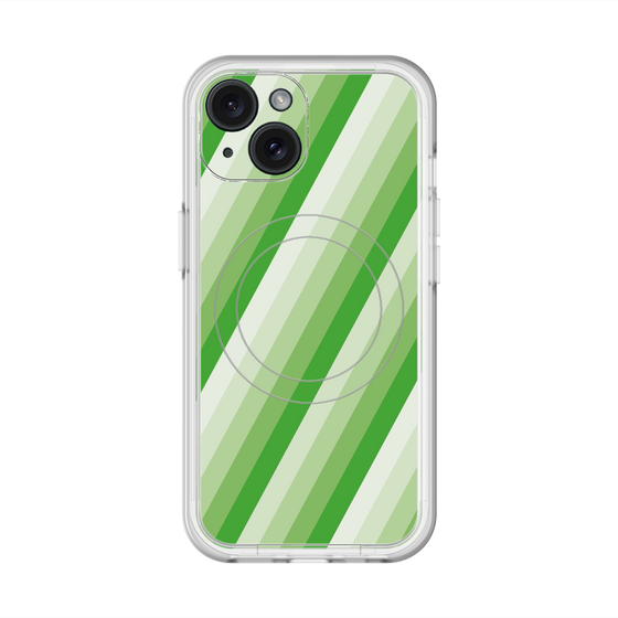 スリムプロテクションプレミアムケース with MagSafe［ Middle Stripe - Green ］