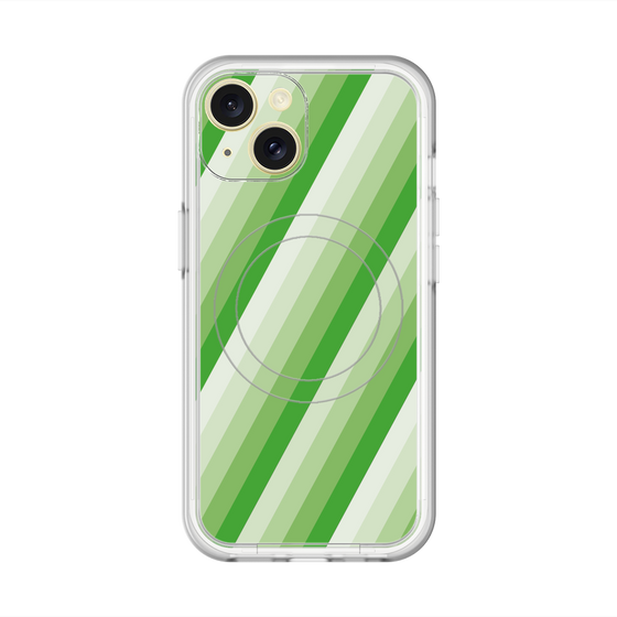 スリムプロテクションプレミアムケース with MagSafe［ Middle Stripe - Green ］