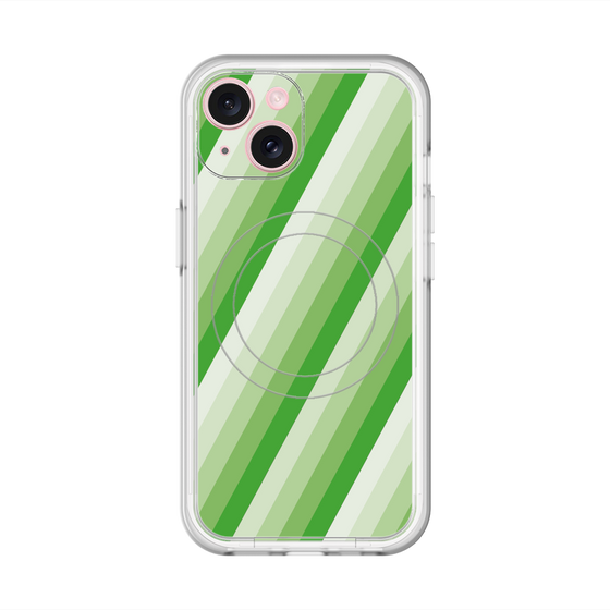 スリムプロテクションプレミアムケース with MagSafe［ Middle Stripe - Green ］