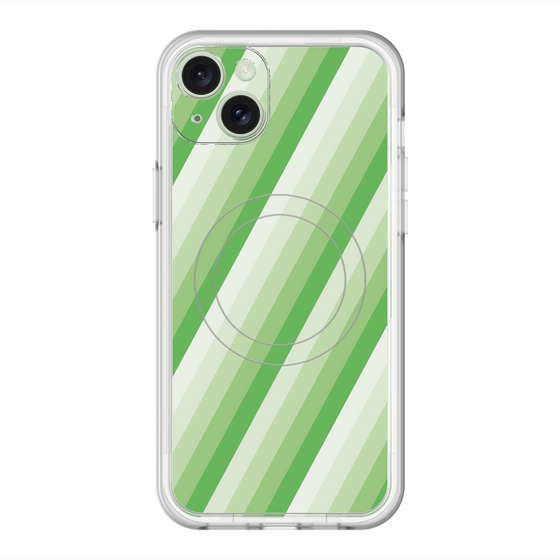 スリムプロテクションプレミアムケース with MagSafe［ Middle Stripe - Green ］