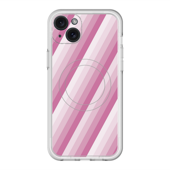 スリムプロテクションプレミアムケース with MagSafe［ Middle Stripe - Pink ］