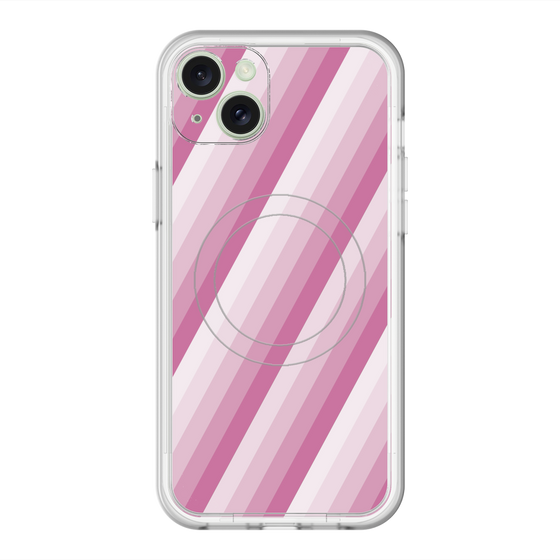 スリムプロテクションプレミアムケース with MagSafe［ Middle Stripe - Pink ］