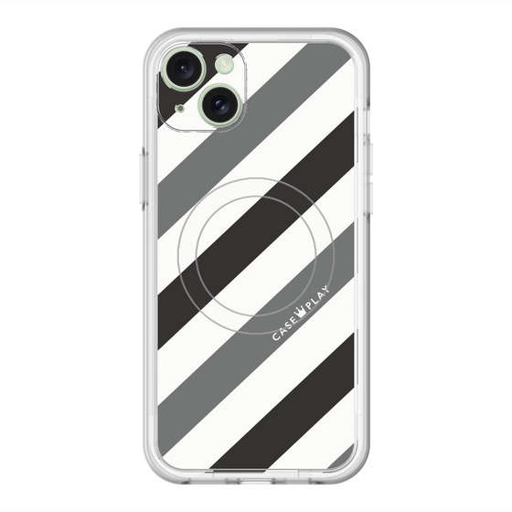 スリムプロテクションプレミアムケース with MagSafe［ Big Stripe - Black × Gray ］