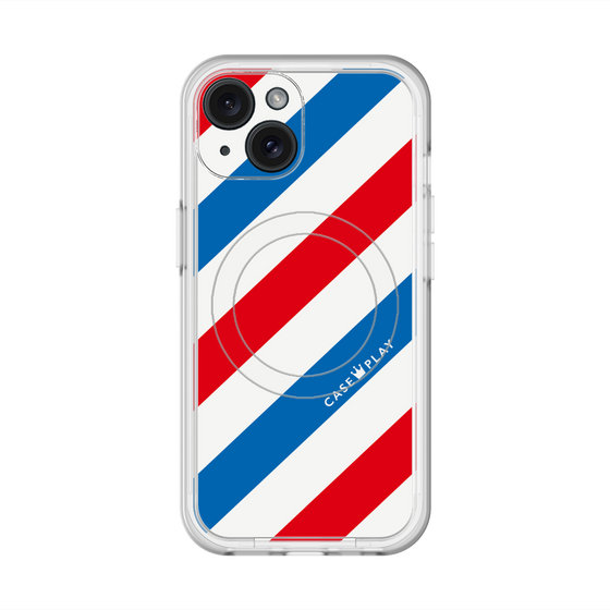 スリムプロテクションプレミアムケース with MagSafe［ Big Stripe - Red × Blue ］