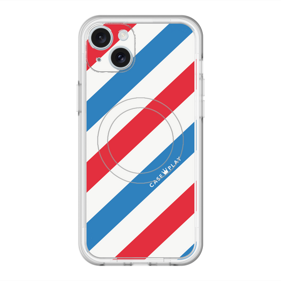 スリムプロテクションプレミアムケース with MagSafe［ Big Stripe - Red × Blue ］