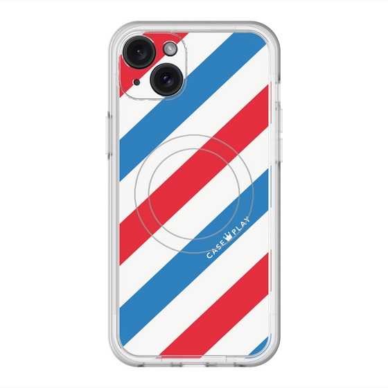 スリムプロテクションプレミアムケース with MagSafe［ Big Stripe - Red × Blue ］