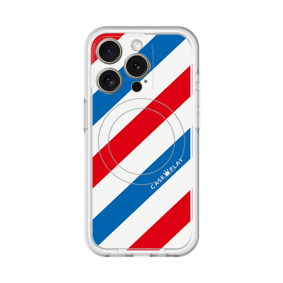 スリムプロテクションプレミアムケース with MagSafe［ Big Stripe - Red × Blue ］