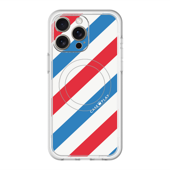 スリムプロテクションプレミアムケース with MagSafe［ Big Stripe - Red × Blue ］