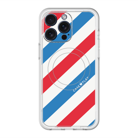 スリムプロテクションプレミアムケース with MagSafe［ Big Stripe - Red × Blue ］