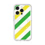 スリムプロテクションプレミアムケース with MagSafe［ Big Stripe - Green × Yellow ］