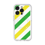 スリムプロテクションプレミアムケース with MagSafe［ Big Stripe - Green × Yellow ］
