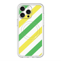スリムプロテクションプレミアムケース with MagSafe［ Big Stripe - Green × Yellow ］