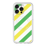 スリムプロテクションプレミアムケース with MagSafe［ Big Stripe - Green × Yellow ］