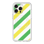 スリムプロテクションプレミアムケース with MagSafe［ Big Stripe - Green × Yellow ］