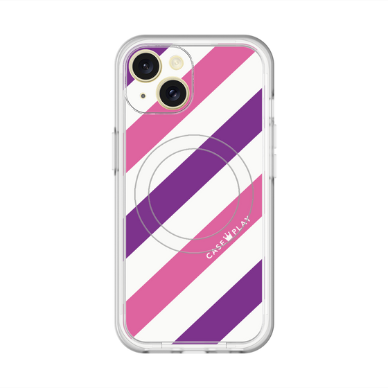 スリムプロテクションプレミアムケース with MagSafe［ Big Stripe - Purple × Pink ］