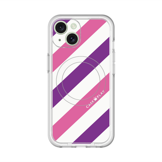 スリムプロテクションプレミアムケース with MagSafe［ Big Stripe - Purple × Pink ］