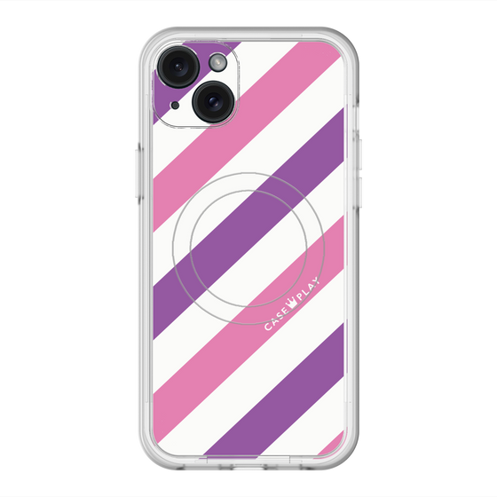 スリムプロテクションプレミアムケース with MagSafe［ Big Stripe - Purple × Pink ］
