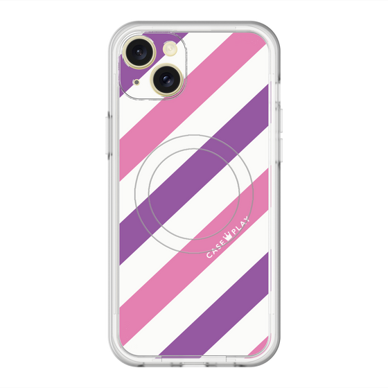 スリムプロテクションプレミアムケース with MagSafe［ Big Stripe - Purple × Pink ］