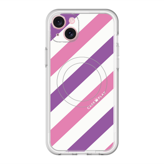 スリムプロテクションプレミアムケース with MagSafe［ Big Stripe - Purple × Pink ］