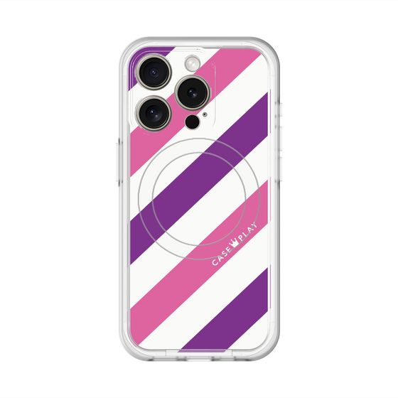 スリムプロテクションプレミアムケース with MagSafe［ Big Stripe - Purple × Pink ］